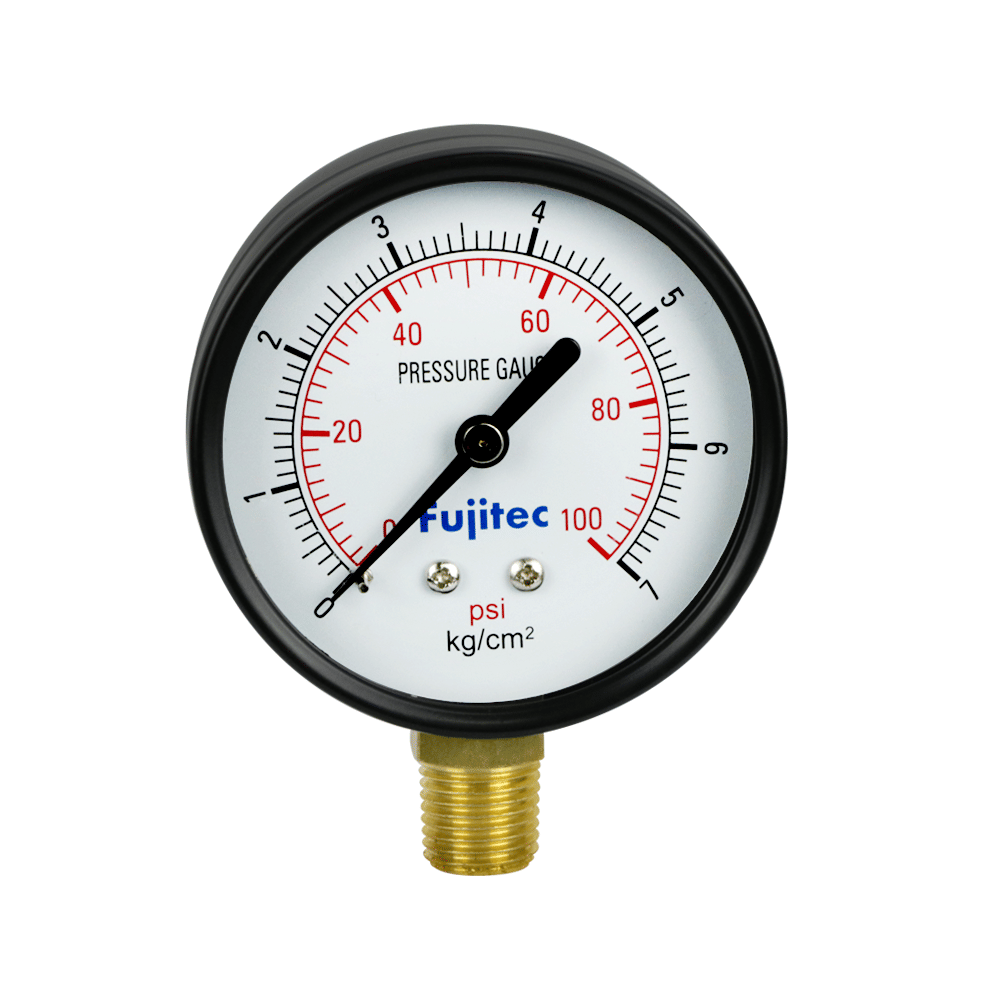เกจวัดแรงดัน FUJITEC เกลียวล่าง ชนิดไม่มีน้ำมัน 1/4 นิ้ว_1